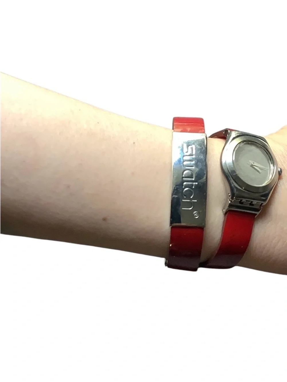 Vintage 2001 Swatch Irony Red Patent Double Wrap Watch  Excellent Condition
